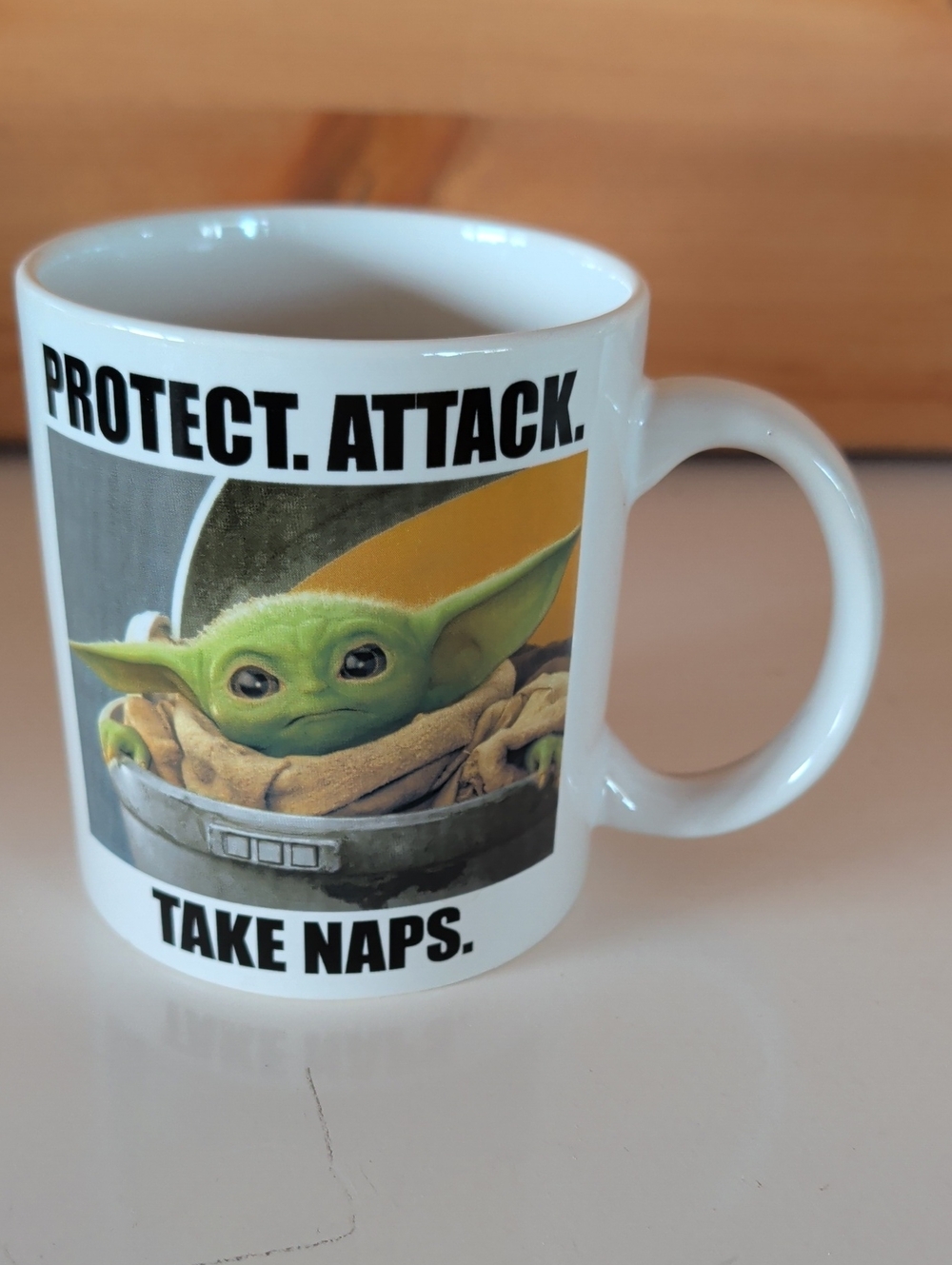 Baby Yoda "Protect. Attack. Take Naps." White Ceramic Coffee /Tea Mug.